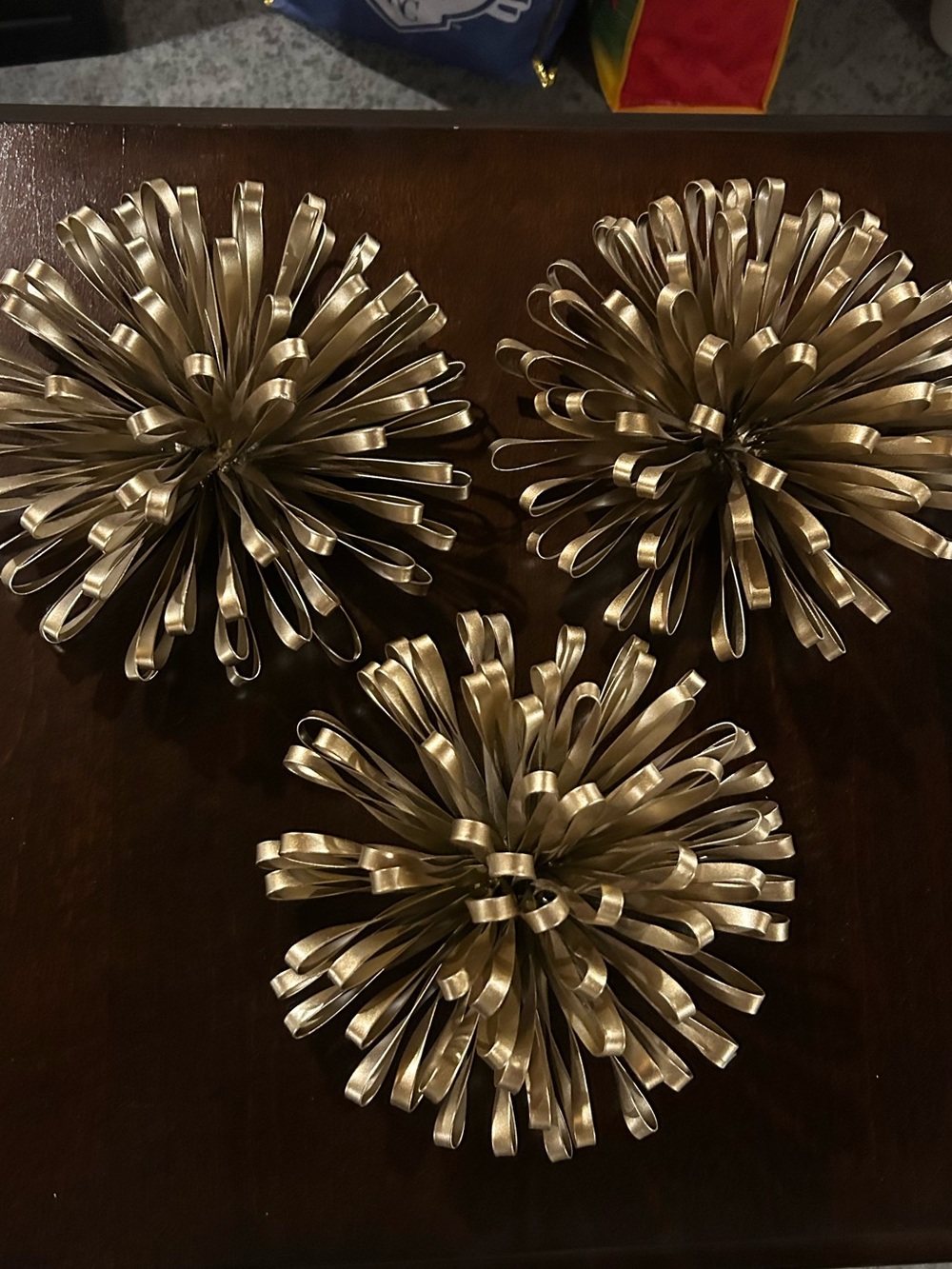 Metallic Gold Burst Wall Decor Trio - Modern Home Accent